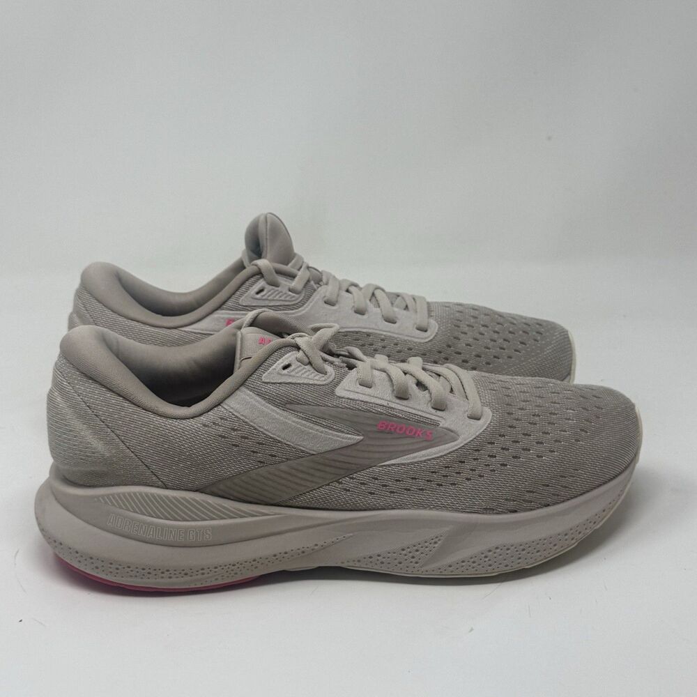 Brooks Adrenaline GTS 24 Shoes Womens 8.5 M Coconut Beige Pink Running Sneakers